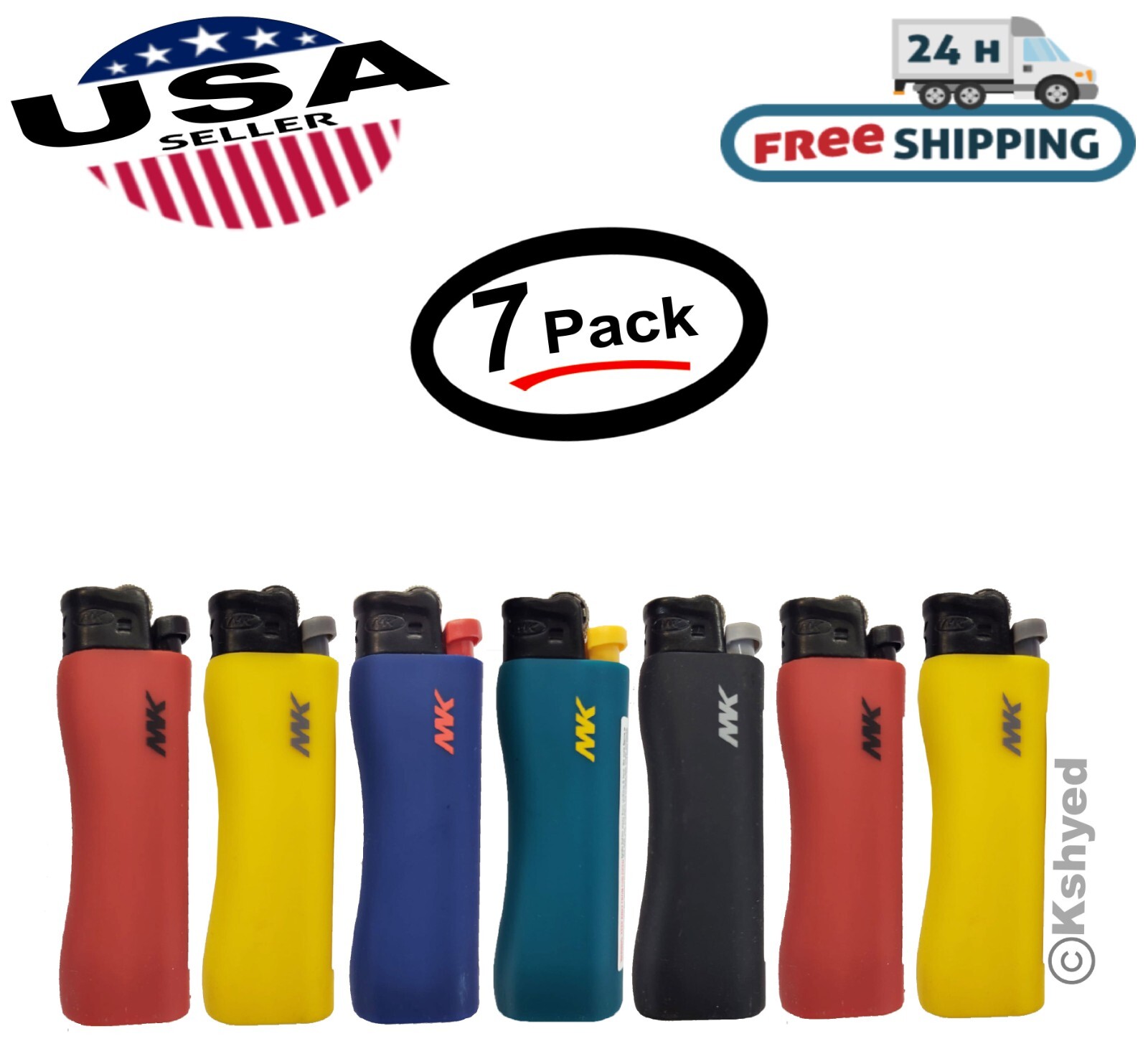 9g Grip Pro Flint Strike Refillable Pocket Cigarette Lighters (7 Pk)