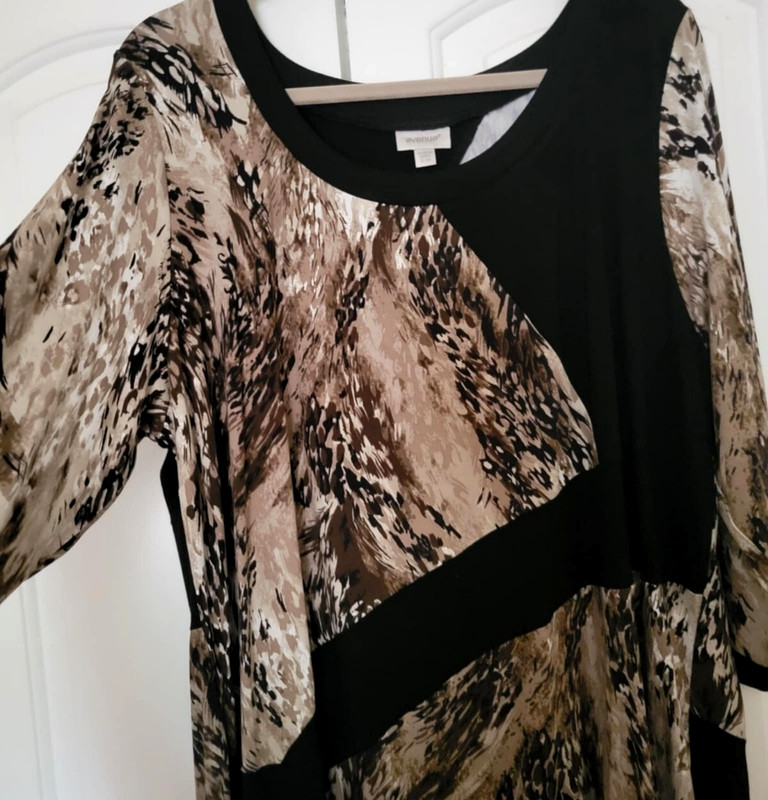 Avenue Brand Animal Print & Black Design Shirt Top Size 22 24 NWT