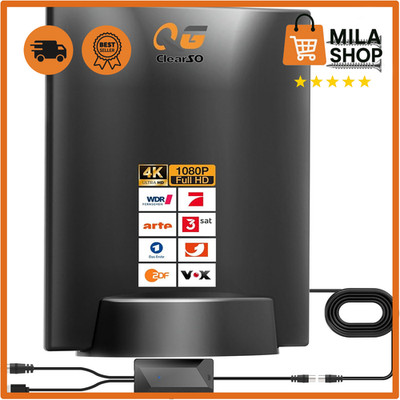 DVB-T/T2 Antenne HDTV Verstärker 430km Reichweite 360° 4K 1080P Magnetfuß DAB