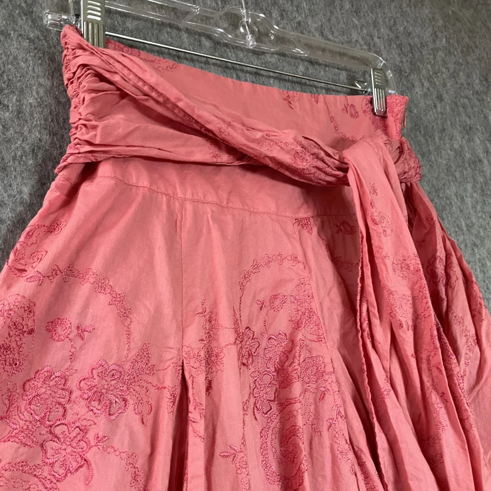 Saia Bebe Feminina Pequena Rosa Bordada com Cinto Casa Completa Boho Feita na França - Imagem 4 de 4
