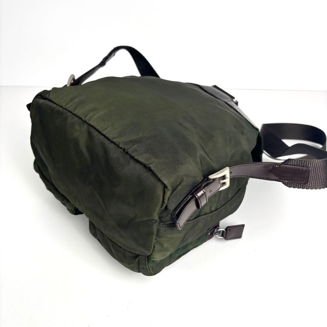 Prada backpack triangular logo nylon leather draw… - image 11