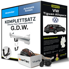 Für VW Tiguan Allsp. BW2, BJ2 Anhängerkupplung abnehmbar +eSatz 13pol uni 17-