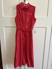 Calvin Klein DarkPinkRed Women  100%Cotton Tie-Waist Sleeveless Dress NWT Size 4
