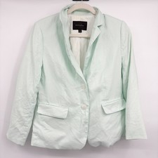 Banana Republic Women Mint Green 100 Linen Two Button Coastal Preppy Blazer 6