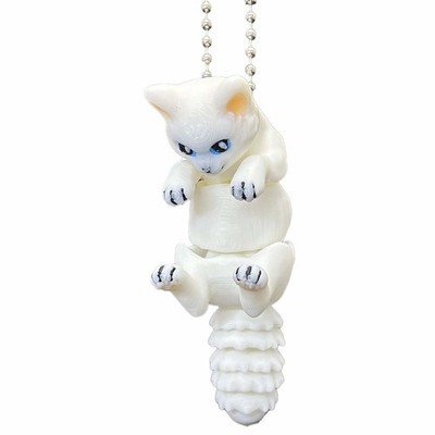 Posable Kitty Keychain Bagchain White Cat 2 PhoneChain Birthday Gift Animal Toy