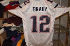 Tom Brady New England Patriots White vtg Jersey Adult Men's Small EUC