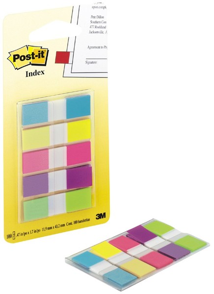 Post-It Haftmarker Index Mini 11,9 X 43,2 Mm 5-Farbig TüRkis Gelb Pink Lila GrüN-image