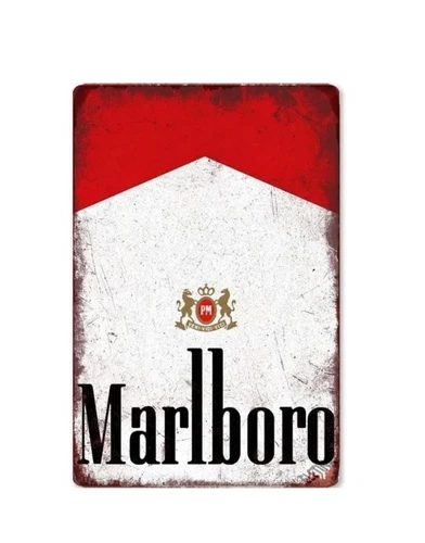 VINTAGE style Marlboro Tin Sign Great For a Man Cave Or  Any Decor 8x12”