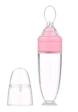 90ml/3oz Standard Baby Bottle Pink/Clear Plastic, Soft Newborn Silicone Nipple