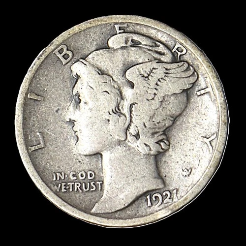 1921-P MERCURY DIME  Philadelphia Mint SLIVER  COIN VERY GOOD CONDITION Key Date