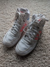 adidas Hoops 3.0 Mid Unisex Kids Size 5.5 Mid Top Sneakers White Pink Blue