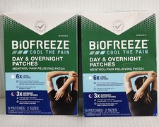 BioFreeze Cool The Pain Day  Overnight Relief 2 boxes 9 Patches each Exp O5/26