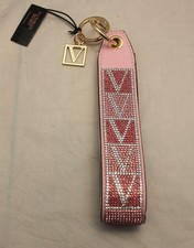 Victoria's Secret Sparkle V Monogram Wristlet Strap Key Ring - Blush Pink