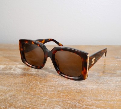 CHANEL CH5435 Rectangle Sunglasses 53mm Tortoise/Brown Lens 100