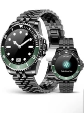 Souyie Smart Watch with Bluetooth Call,1.19-inch AMOLED Display Green Bezel