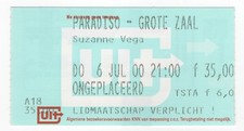 Suzanne Vega 7/6/00 Amsterdam Netherlands Paradiso Rare Ticket Stub