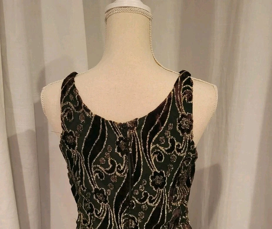 Vestido De Colección Años 90 Baile de graduación M Corsé Gótico Negro Terciopelo Grunge Formal #y2k Vestido Largo Foto 3 de 4