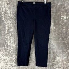 Talbots Petite Size 10P Chathan Stretch Pants Navy Button Zip Casual Minimalist