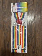 Halloween Pride Rainbow Suspenders Clown Costume Adult Kids Adjustable Colorful