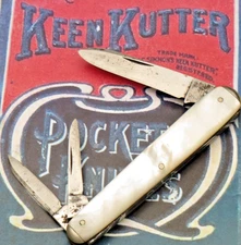 Antique KEEN KUTTER EC Simmons Sleeveboard Whittler Knife - Pearl Handles