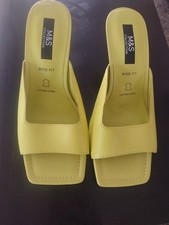 Marks & Spencer Leather Kitten Heel Mules Lime Green Size 3 Wide RRP £39.50 New