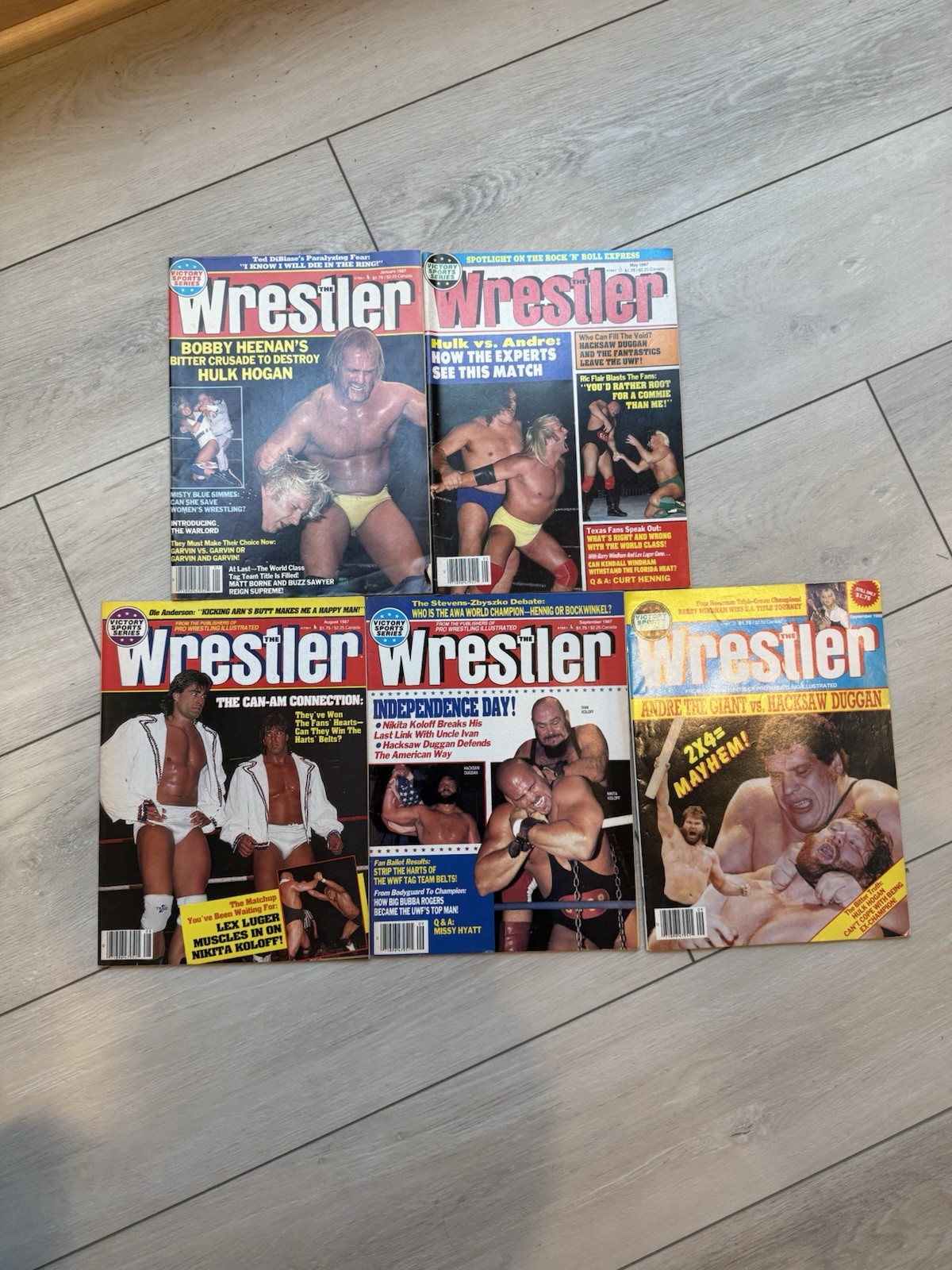 Wrestling Magazine Lot Of 5 The Wrestler 1987 And 1988 WWE WWF Hulk Hogan Andre