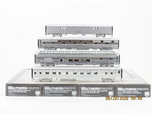 LOT of 4 HO Scale Walthers Proto ATSF Santa Fe Assorted Passenger Cars