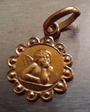 Minatur-Schutzengel-Anhänger 750/18K Gold Medaillon, Amulett, vintage um 1900