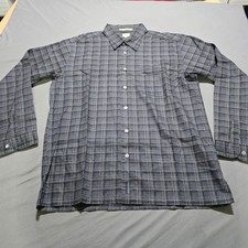 90's Tommy Hilfiger Button Mens XL Grey Plaid Cotton Flannel Long Sleeve Shirt