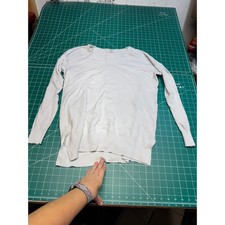 Zenana Women Light Gray V-Neck Long Sleeve Sweater Relaxed Fit Size S/M