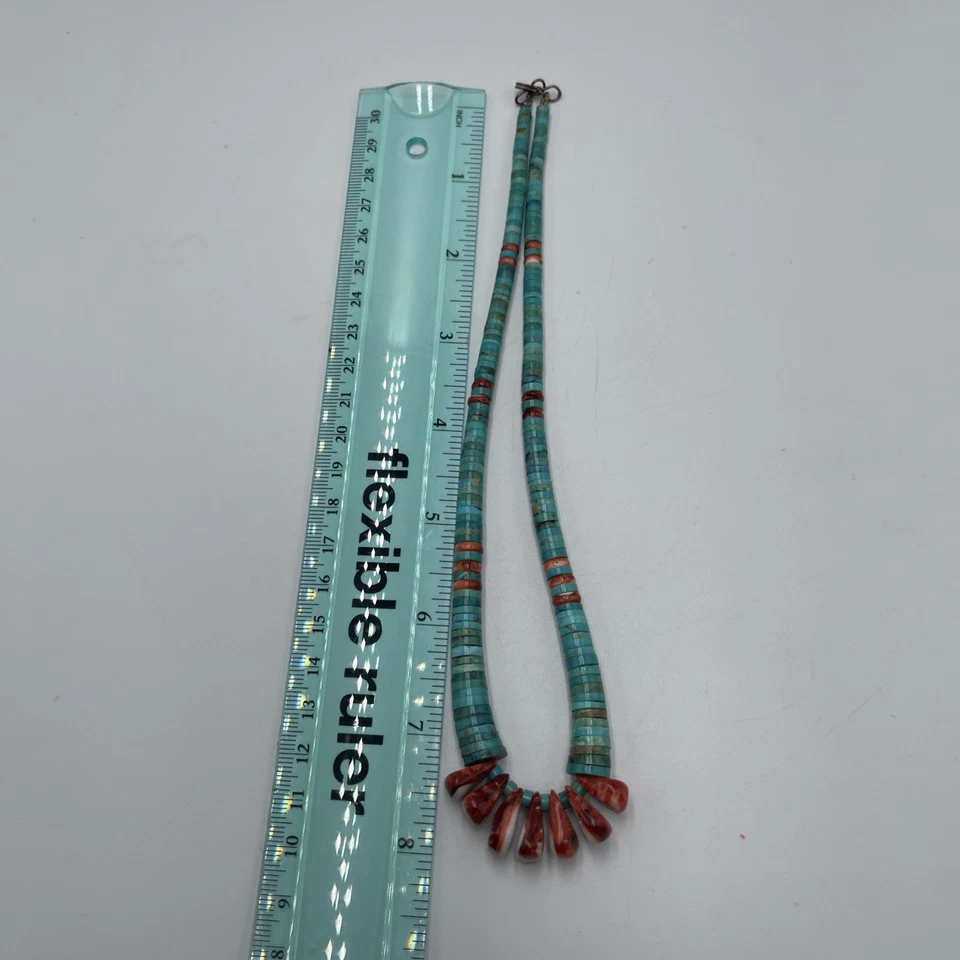 Jacla turquesa real hecha a mano plata de ley 16 pulgadas  Foto 3 de 4