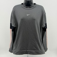 Nike Sweatshirt Womens S Gray Therma-FIT Fleece Pullover Colorblock Pockets