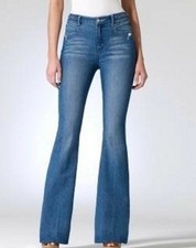 Cache- flared blue jeans - great detail stitching- size 4 women