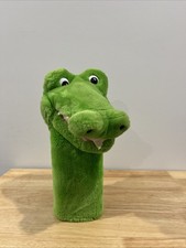 Dakin Vintage 1987 Alligator Hand Puppet 11" Plush Green White Pink