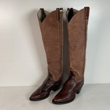 Vintage Larry Mahan Teju Lizard Cowgirl Boots Pig Skin Suede Shaft 6.5 B