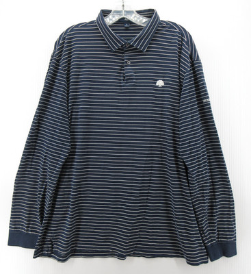 VINTAGE Dunhill Polo Shirt Men XL Blue Links Golf Striped Club Preppy Logo Knit