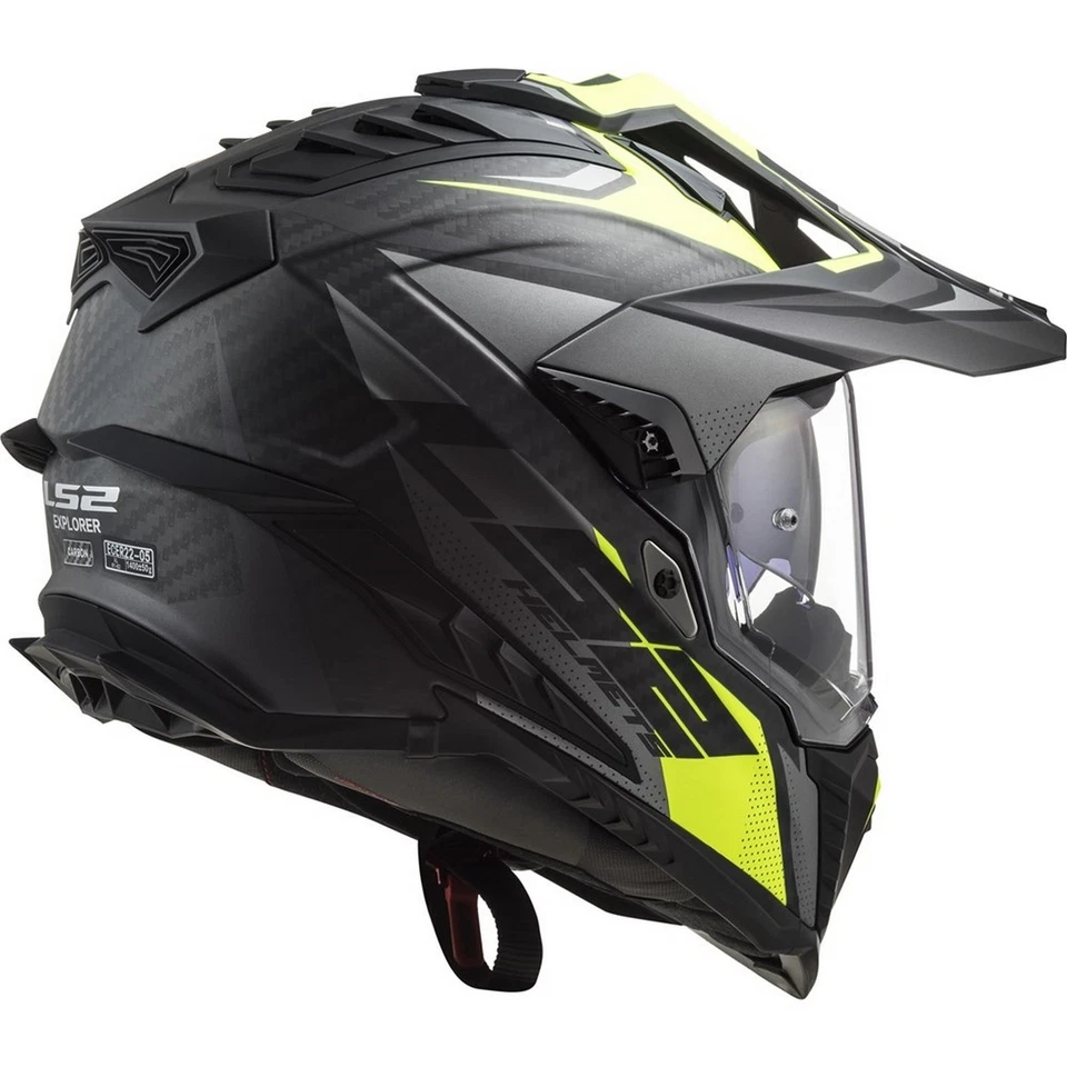 LS2 Explorer Carbon Focus Dual Sport Helmet Titanium/Yellow - Image 3 of 4