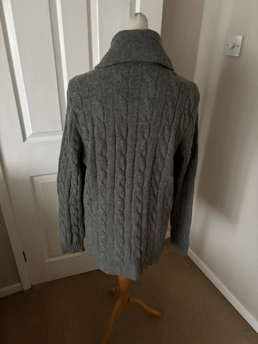 Cárdigan Polo Ralph Lauren Gris Para Hombre Lana de Cordero Tejido con Cable Cuello Chal Talla XL