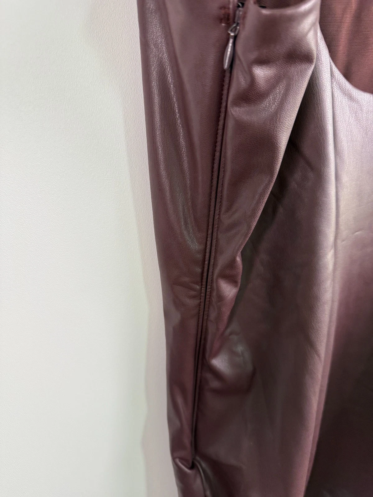 UNDERCOVER Victoria's Secret mini abito slip pelle fux zip laterale scoop schiena marrone XXL NUOVO CON ETICHETTE