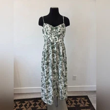 Inspired Hearts Maxi Dress Green White Floral Cottagecore Corset Renfair Maiden