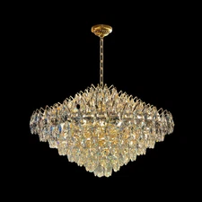 Empire Crystal Teardrop Gold Round Chandelier 31"
