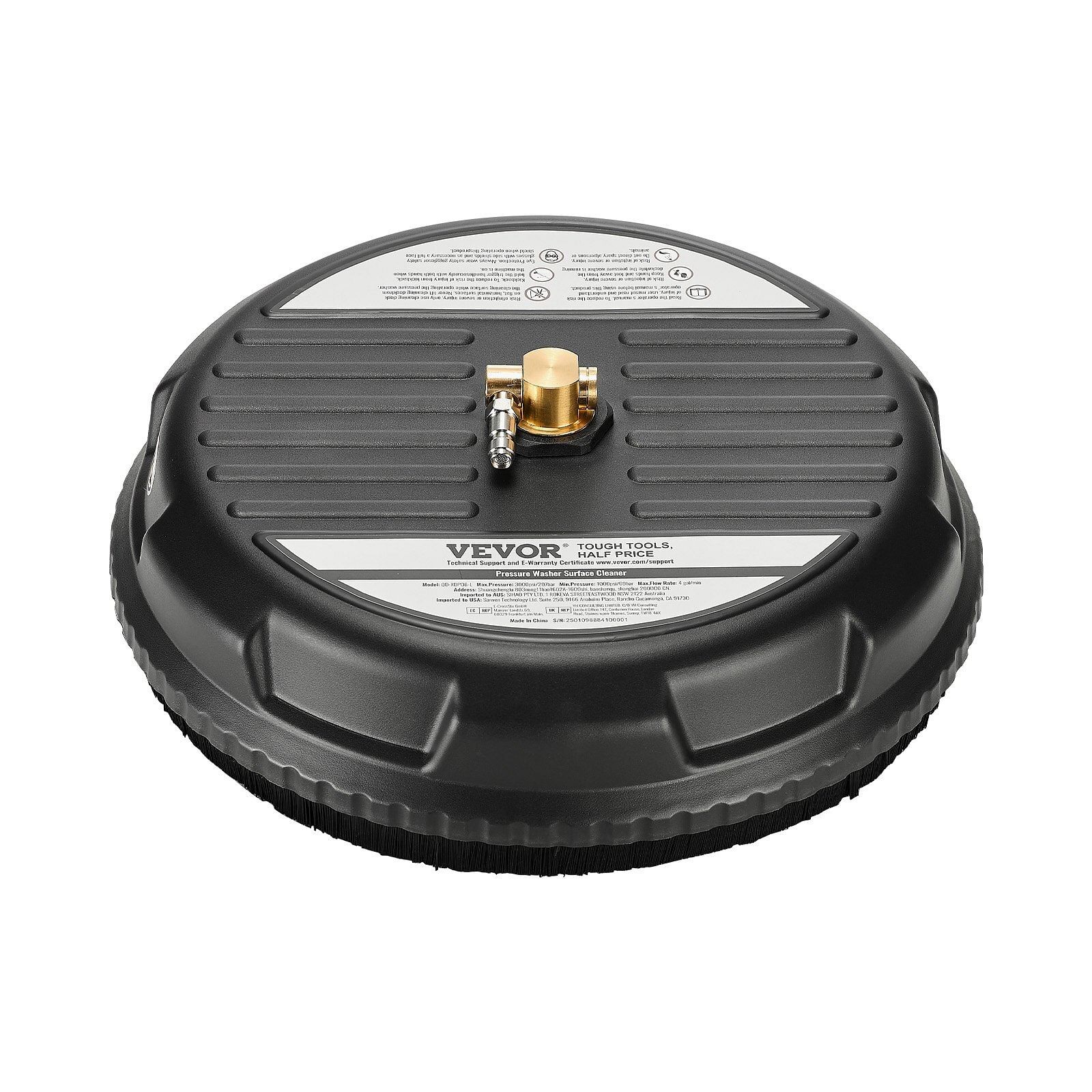 15-inch Plastic Pressure Washer Surface Cleaner with 4 Swivel Nozzles