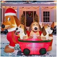 Cute Christmas Puppy Inflatable 5ft with Bright LED Lights for Garden Cheer