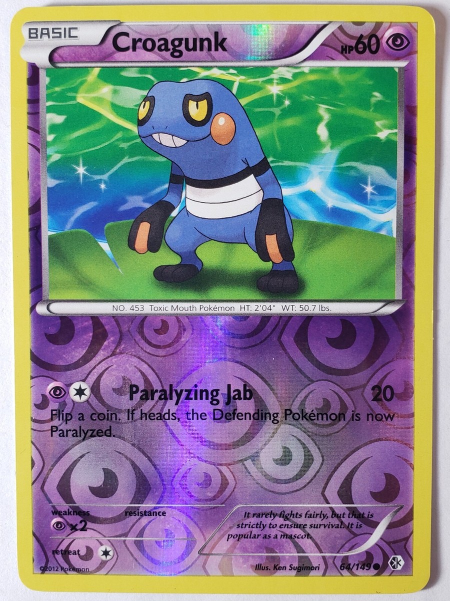 REVERSE HOLO Croagunk 64/149 VLP - Boundaries Crossed Pokemon Card