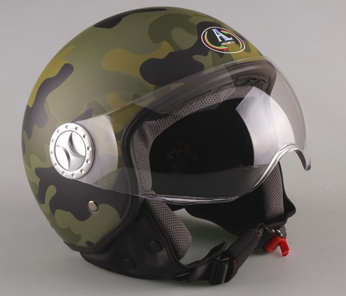 CASCO DEMI-JET AL HELMETS MOD. 101/BIS MIMETICO VERDE - DOPPIA VISIERA |  eBay