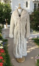 Beige Long Faux Fur Plush Penny Lane Shaggy Afghan Coat Jacket Y2k 90s Boho Glam