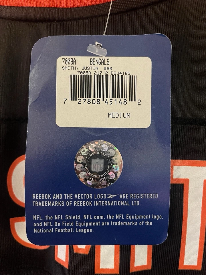 Camiseta vintage Justin Smith Cincinnati Bengals para hombre talla mediana nueva con etiquetas 00s Foto 3 de 4