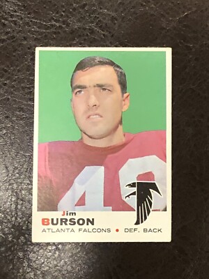 1969 Topps Football Jim Burson Card #159 EX Rookie RC Atlanta Falcons