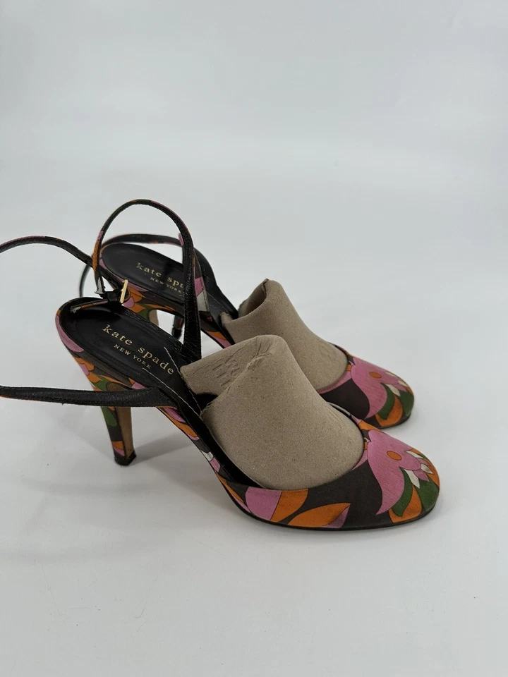 Zapatos de salón Kate Spade primavera lona floral correa al tobillo tacón alto Italia para mujer 6,5 B Foto 4 de 4