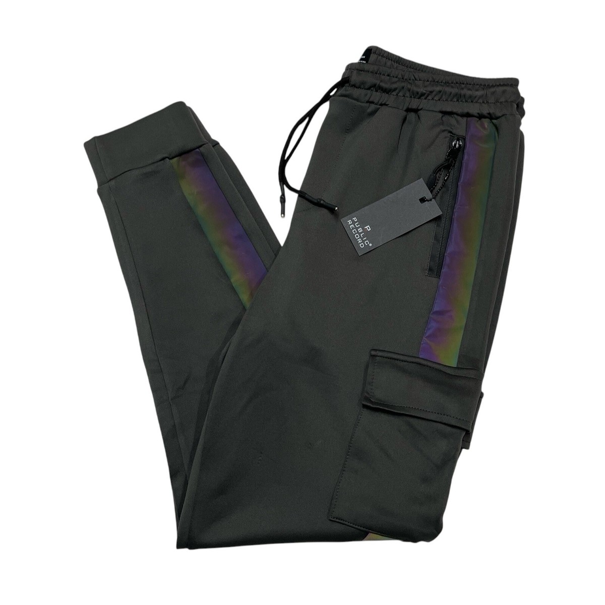 Public Record Pants Mens M Black Metallic Stripe Jogger Pull Public Record Pants Mens M Black Metallic Stripe Jogger Pull